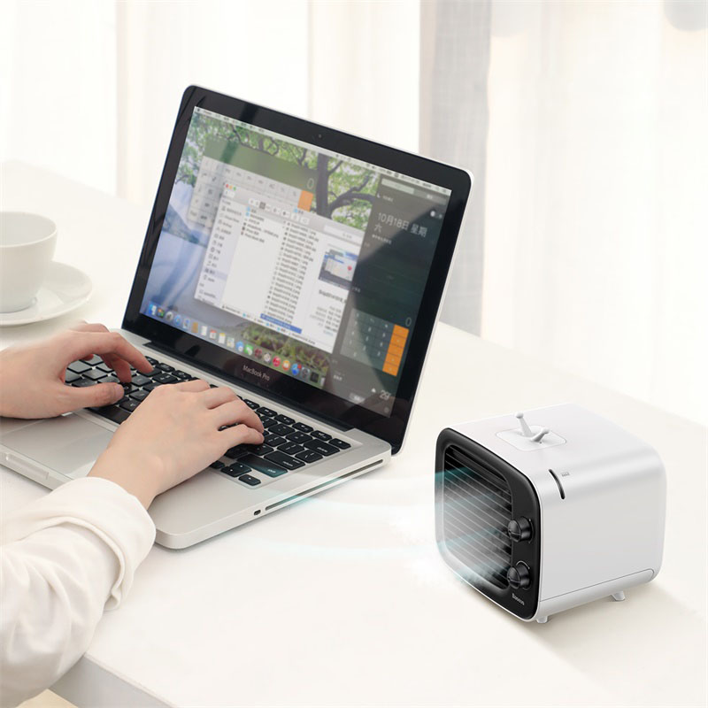Baseus USB Ventilador De Refrigeração De Ar Mini Portátil Purificador de Umidificador de Ar Geladeira 3 Velocidade Air Conditioning Desk Fan para Home office Quarto