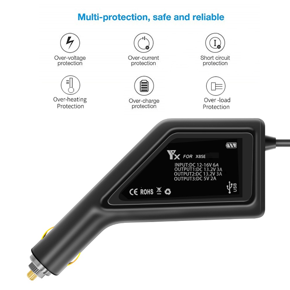 YX 3-in-1 Dual Battery With USB Remote Controller Car Charger Outdoor Smart Charging Device for FIMI X8 SE - Photo: 4