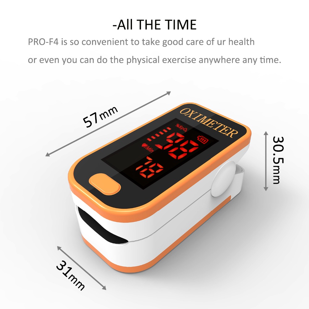 PRCMISEMED PRO-F4 Household Black LED Finger Pulse Oximeter Heart Beat At 1 Min Saturation Monitor Pulse Heart Rate Blood Oxygen SPO2 Monitor
