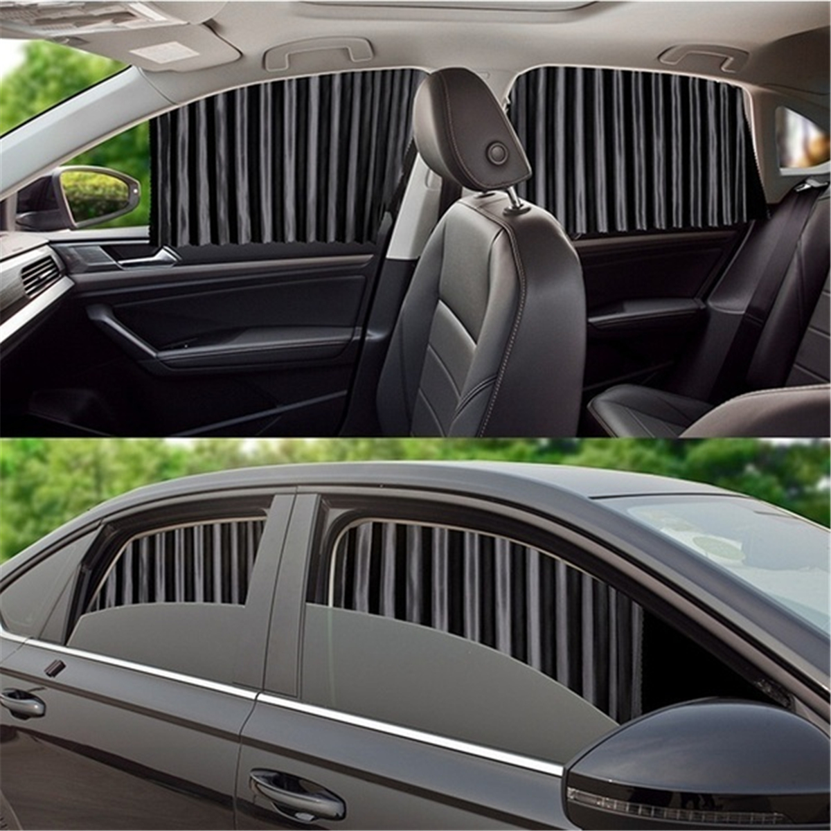 4 Pieces Magnetic Installation Car Side Window Sunshade Slide Curtain