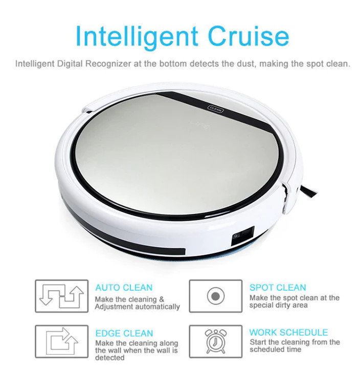 ILIFE V5 Intelligent Robotic Vacuum Cleaner 600Pa Ultra-thin Design Automatically Robot Touch Screen Self-charge Filter Sensor Remote Controllor