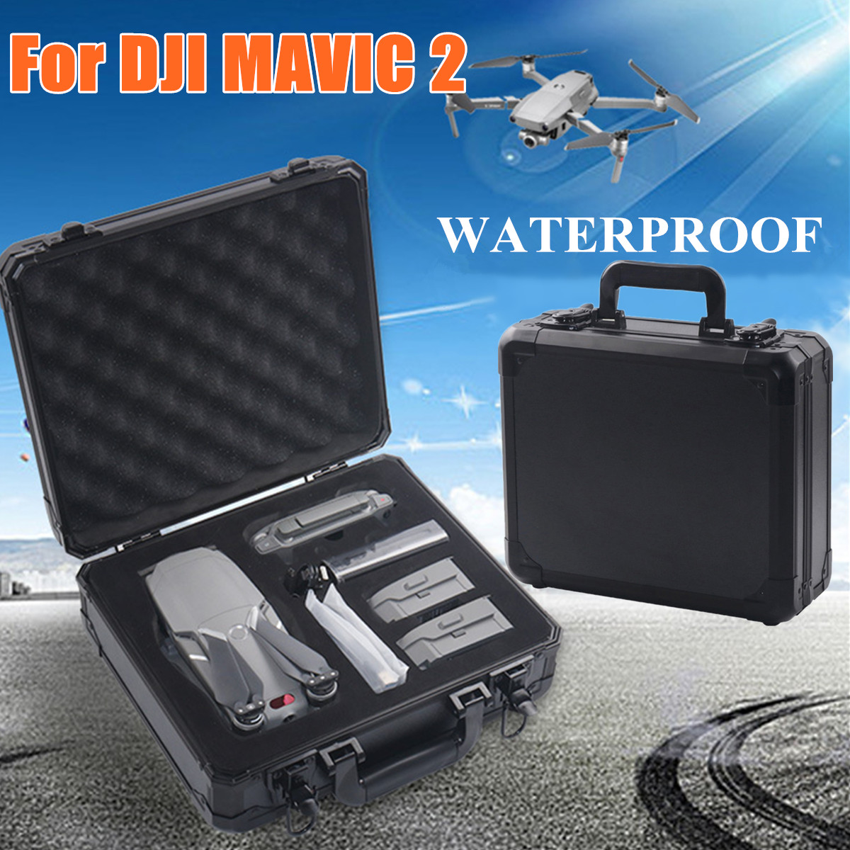 Portable Aluminum Waterproof Case Suitcase Safety Storage Box For DJI MAVIC 2 - Photo: 2