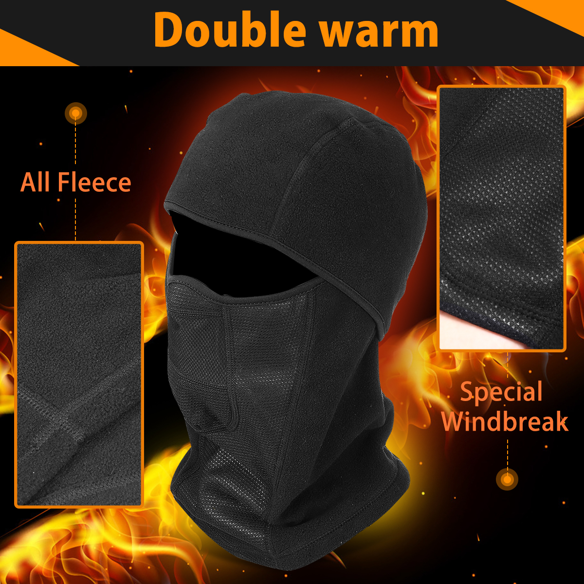 Men Women Balaclava Full Face Mask Warm Winter Double Thermal Fleece Windproof Ski Motorcycle Waterproof