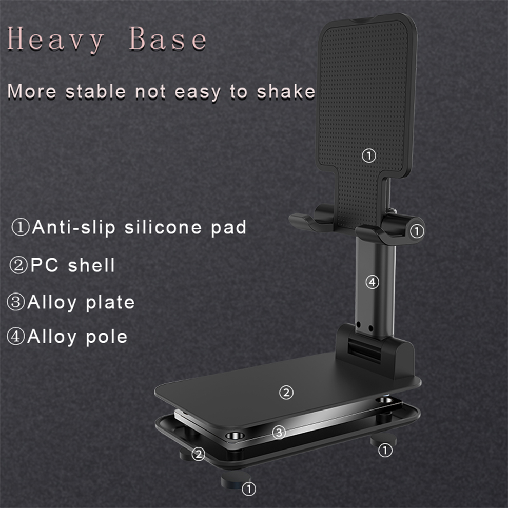 Bakeey Foldable Aluminum Alloy Desktop Phone Holder Tablet Stand for iPhone or Smart Phones 4.0-7.9 inch 