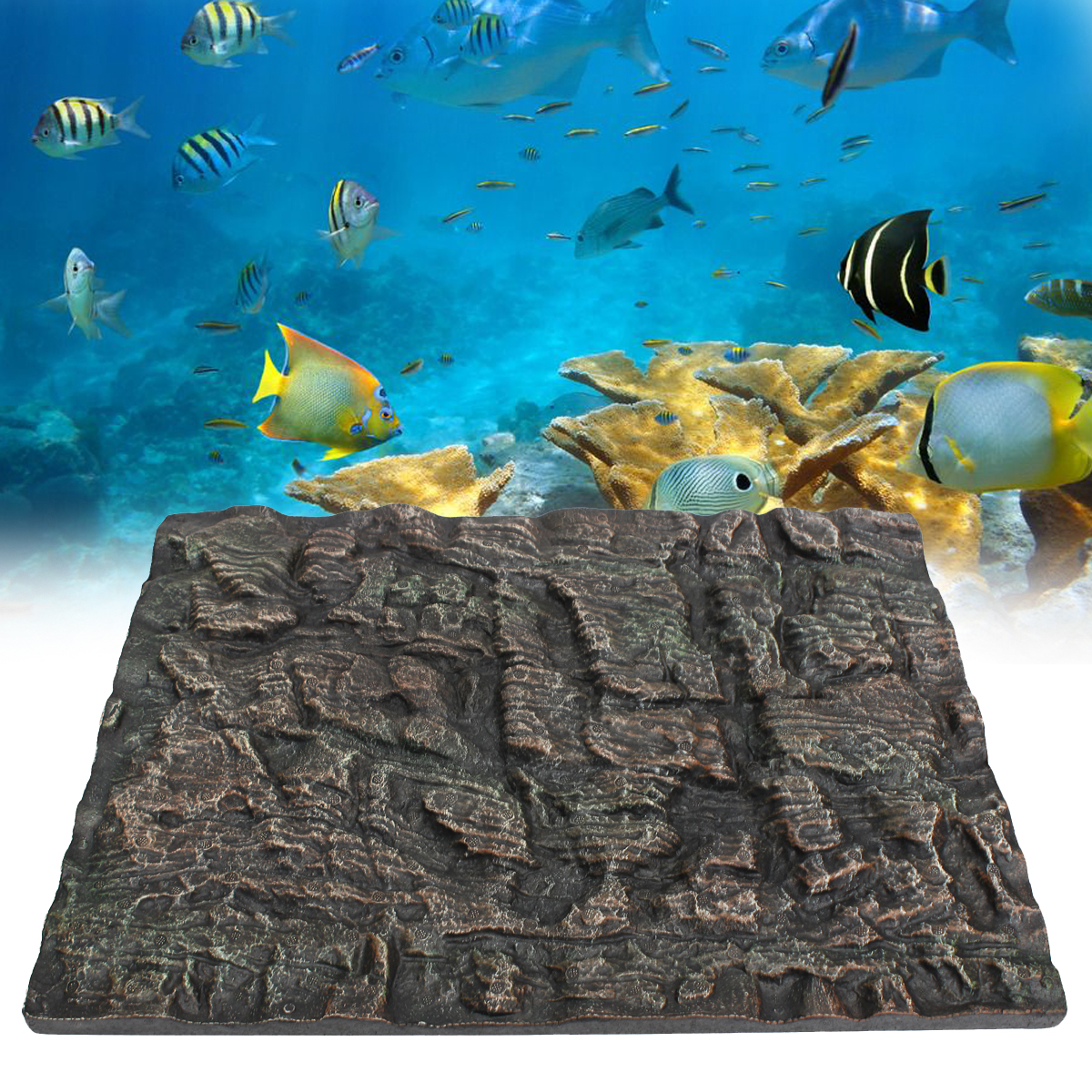 2pcs 3D Foam Rock Aquarium Background Backdrop Tank Fish Reptile Marine