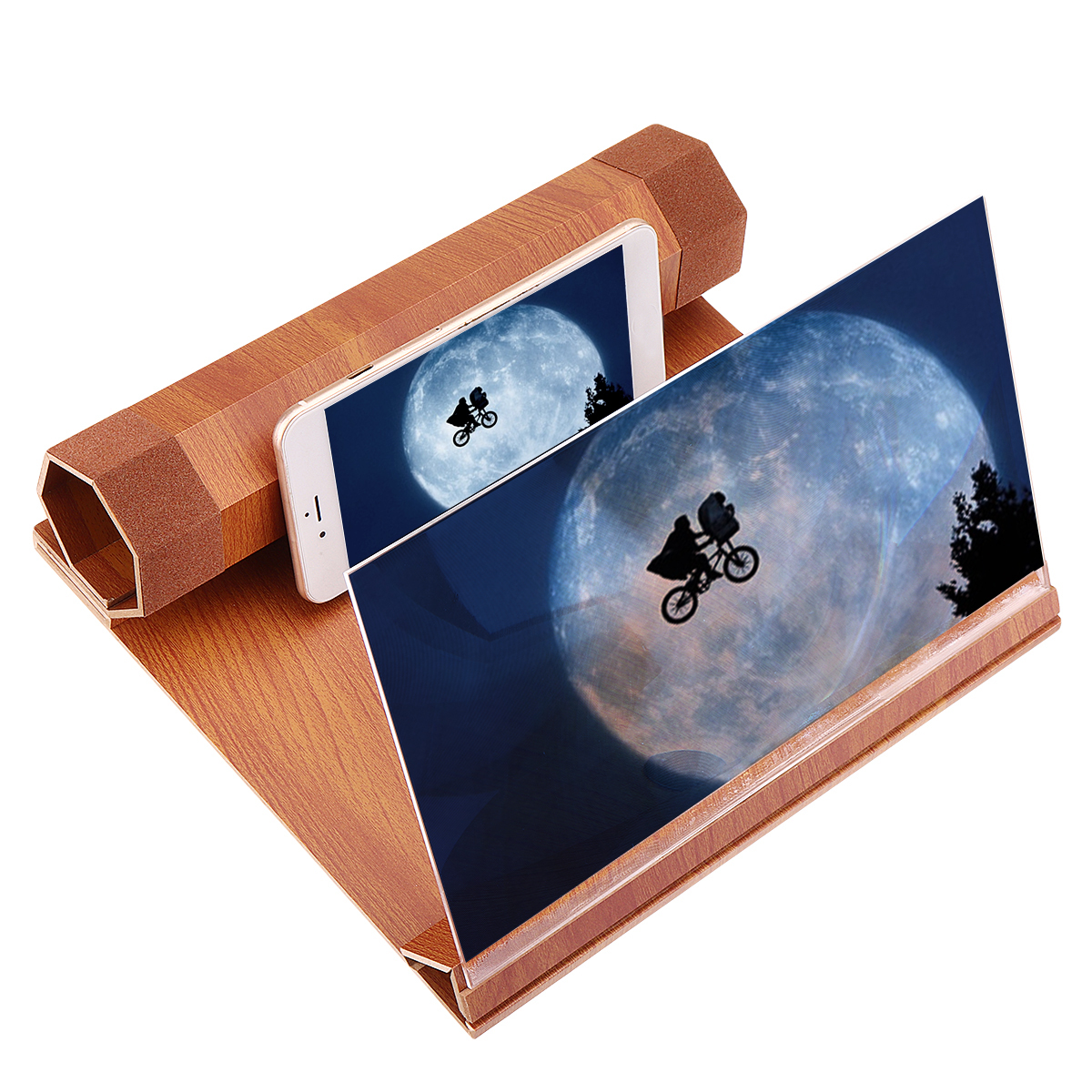 Universal 3D Phone Screen Magnifier Stereoscopic Amplifying 12 Inch Desktop Wood Bracket Phone Holder For Smartphone