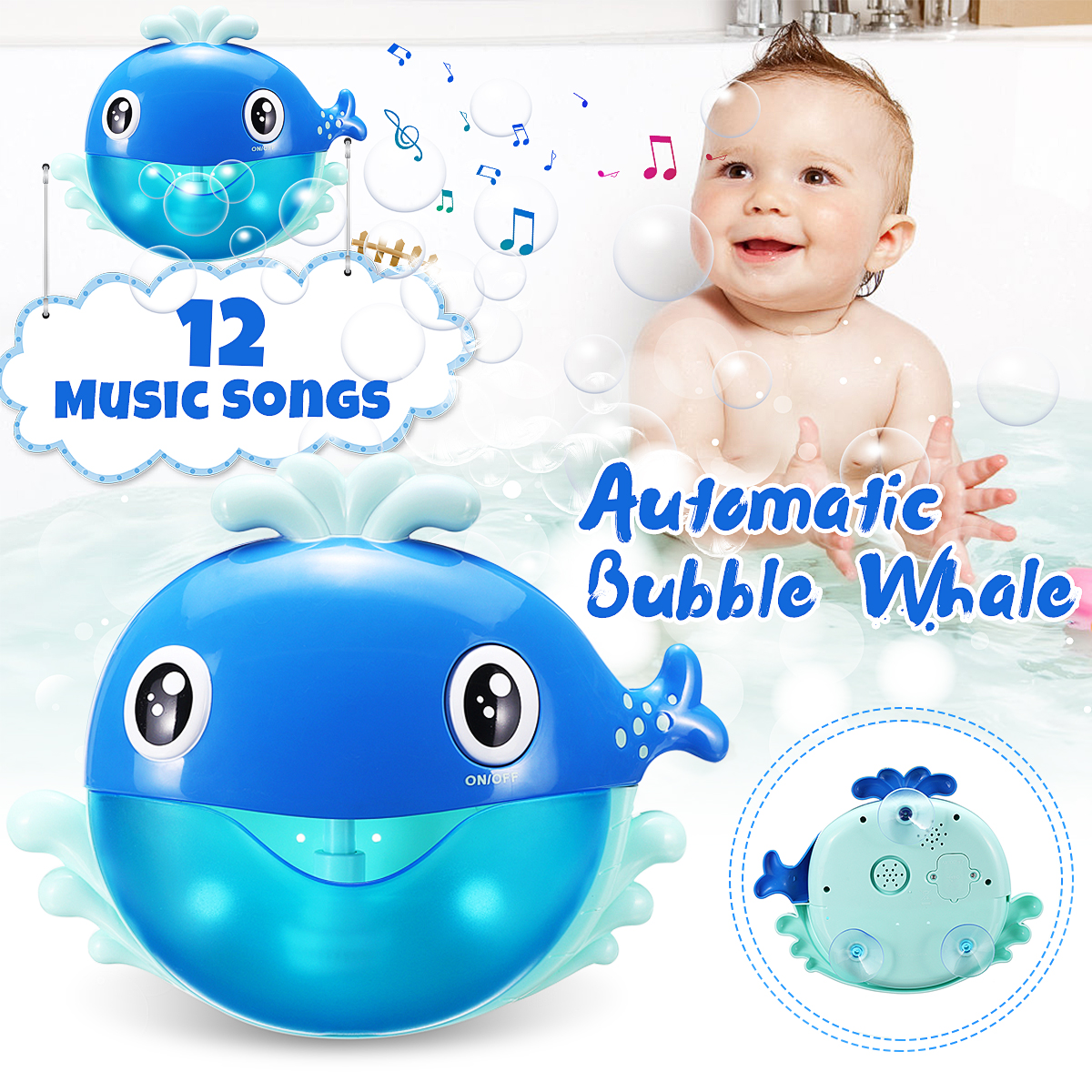 Whale Bubble Machine Electric Automatic Maker Blower Baby Kids Child Bath