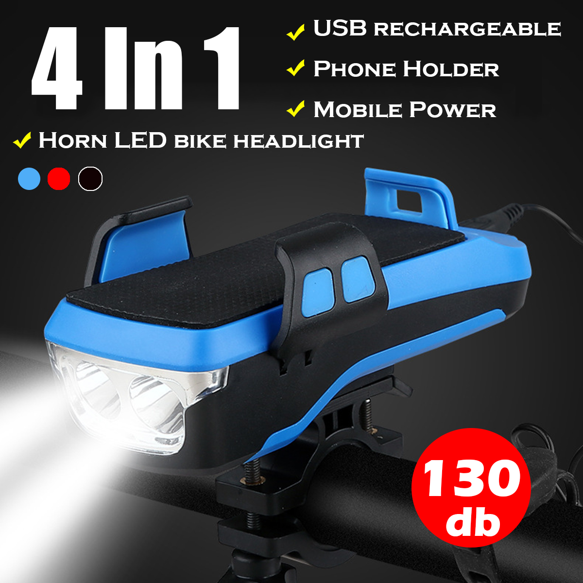 Bike Motorbike LED Lamp Light Power Bank Phone Holder for Smart Phone for iPhone Huawei 