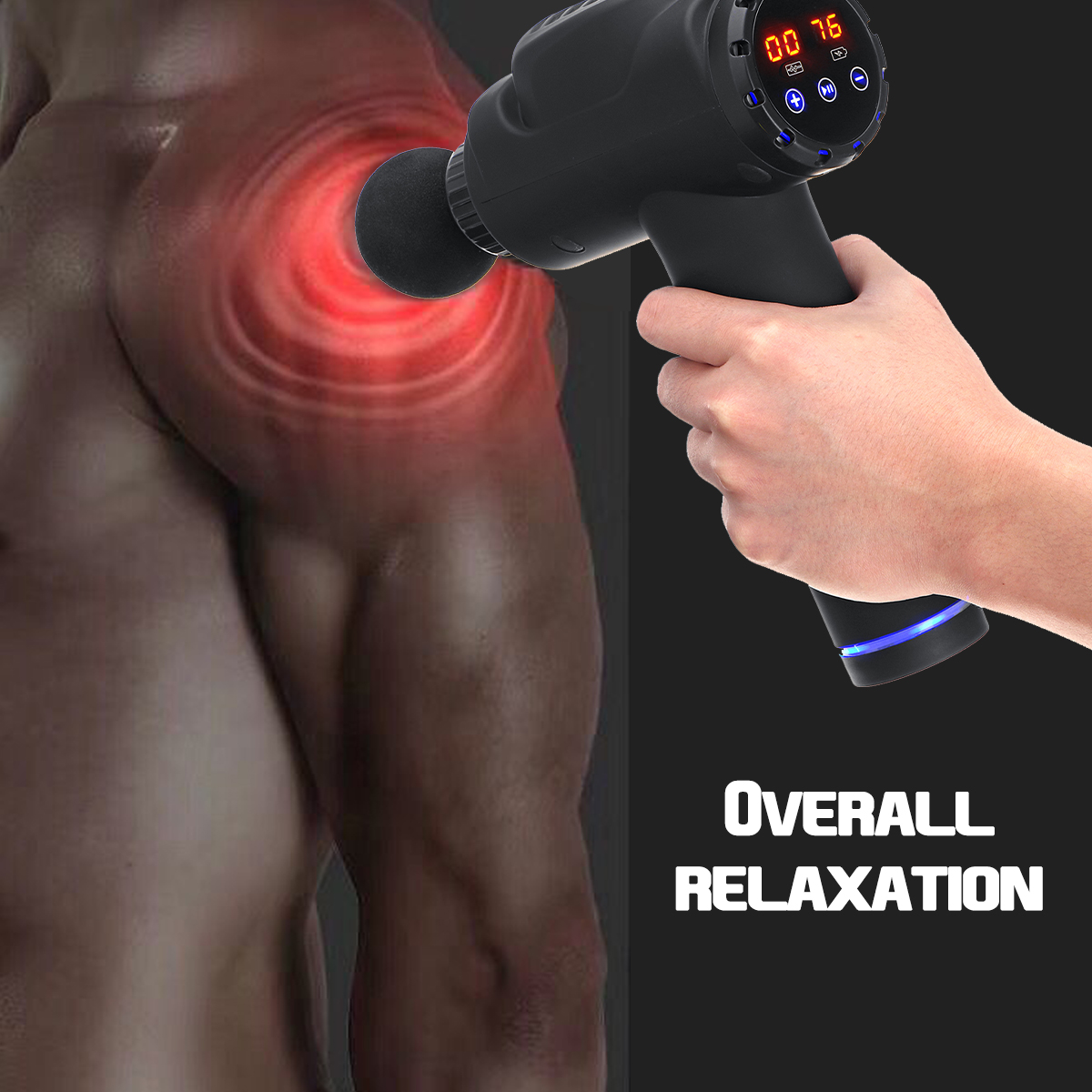 Display 12V 2000mah Percussion Massager 20 Gear Mulscle Relief Electric Massager Brushless Motor Quiet With 6 Tips Massager