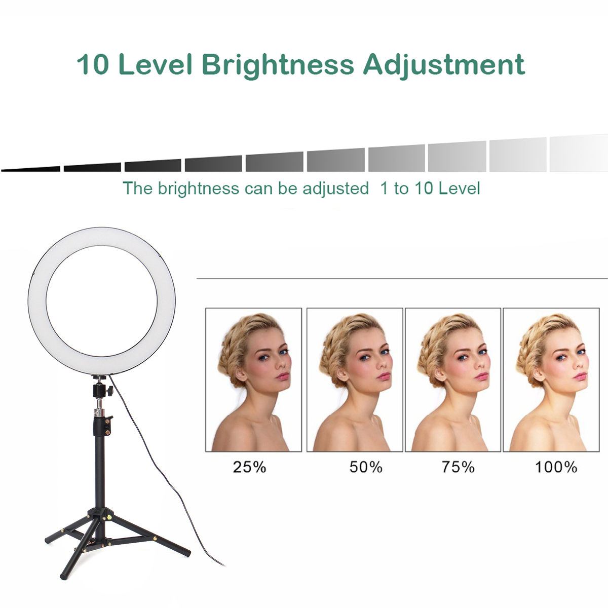 Live Stream Makeup Selfie LED Ring Light With bluetooth Remote Control Cell Phone Holder