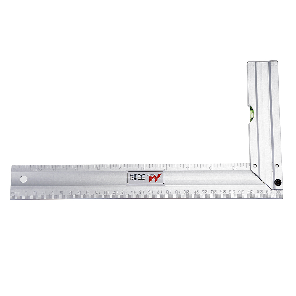 Mytec 300mm 90 Degree Angle Ruler Aluminum Alloy Square Marking Gauge Protractor Carpenter Measuring Tools Metric British with Bubble Level Metric 