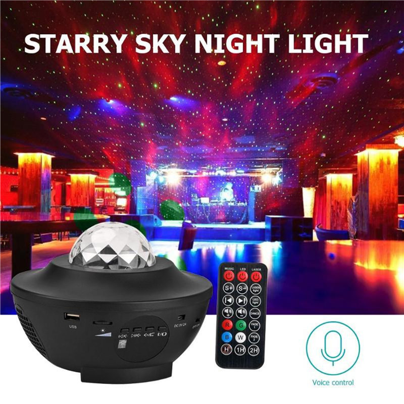 Multicolor Rotating LED Projector Lamp Star Night Light Music bluetooth with Remote Controller