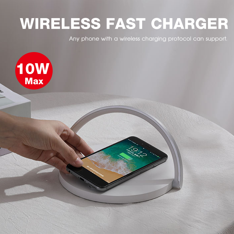Bakeey 3 IN 1 10W Wireless Charger Fast Charge Stand Wireless Charger Desktop LED Lamp Night Light Adjustable Phone Holder for iPhone 11 pro for Samsung Huawei 