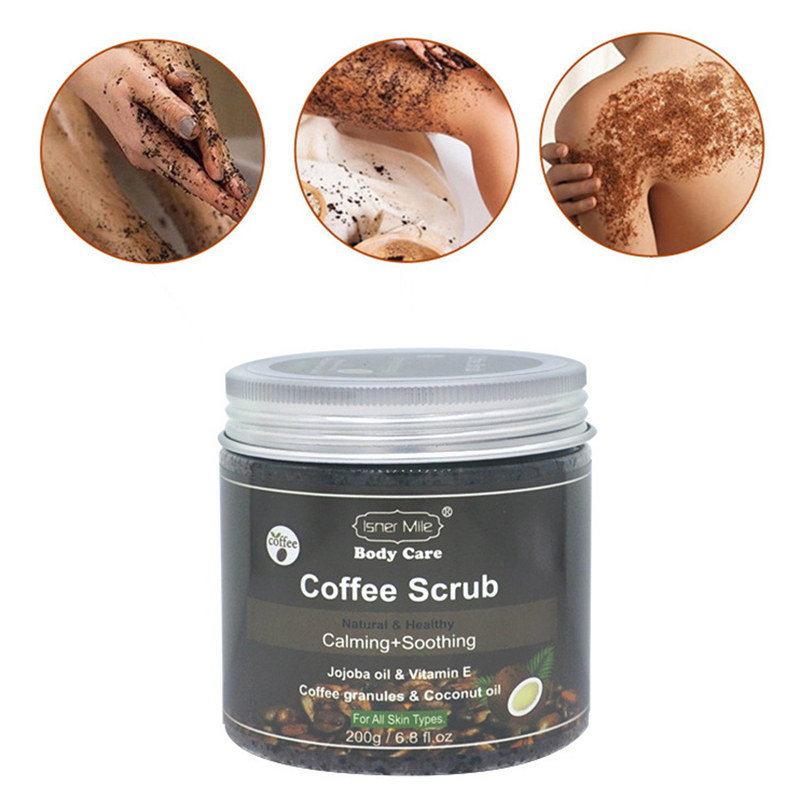 200ml Coffee Exfoliating Deep Skin Cleanse Bath Salt Whitening Skin Scrub Skin Care Product Massager Accessories