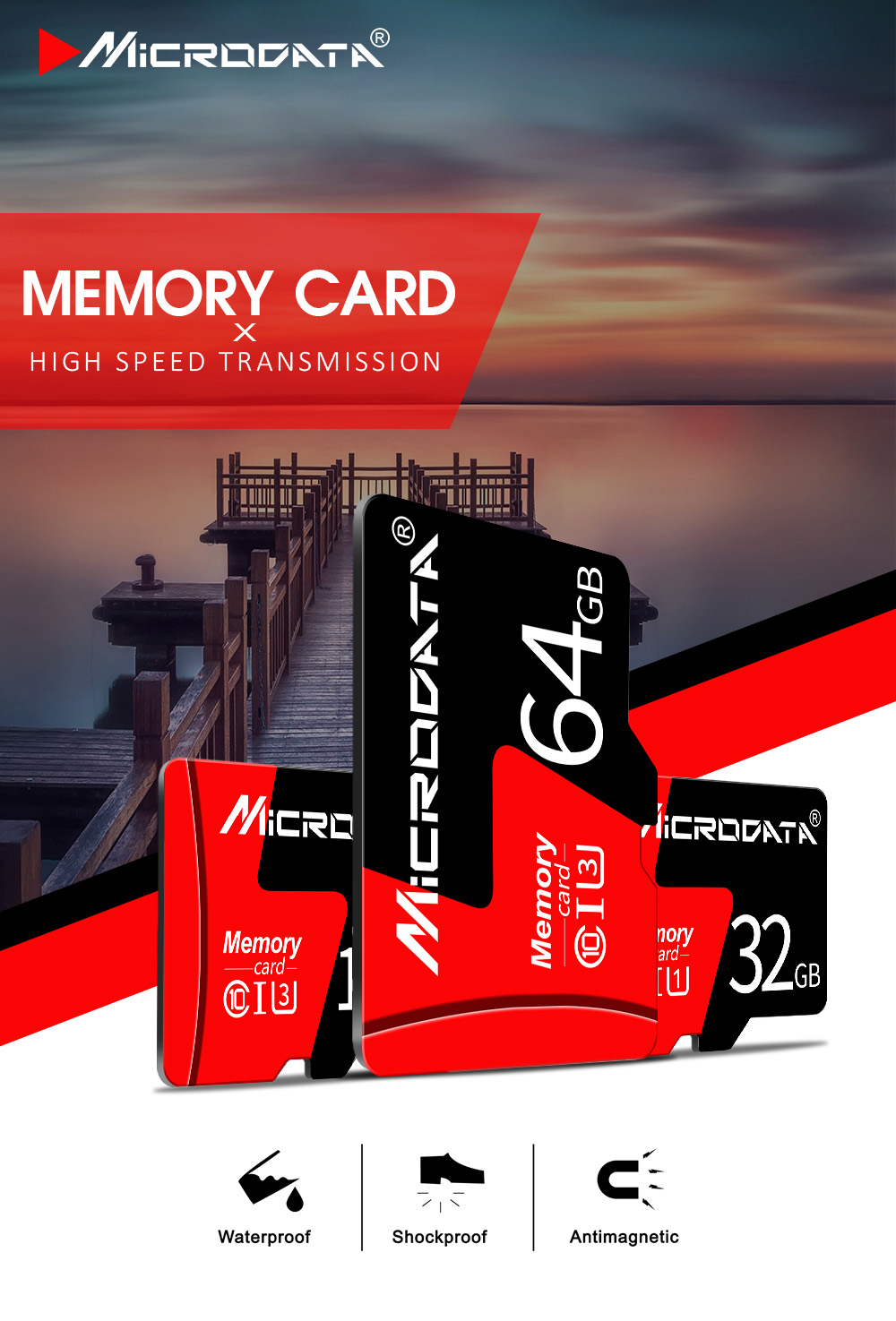 MicroData Class 10 High Speed Max 80Mb/s TF Memory Card 8GB 16GB 32GB 64GB 128GB With Card Adapter For Mobile Phone Tablet GPS Camera