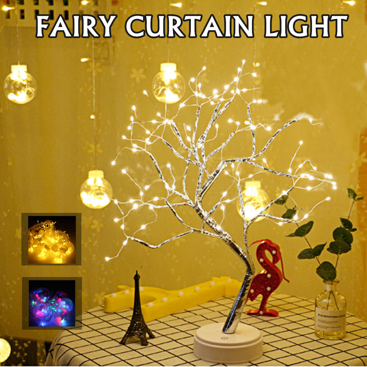 2.5M Warm White Colorful LED Curtain Fairy Christmas String Light Ball Bulb Home Wedding Party Holiday Decor EU Plug 