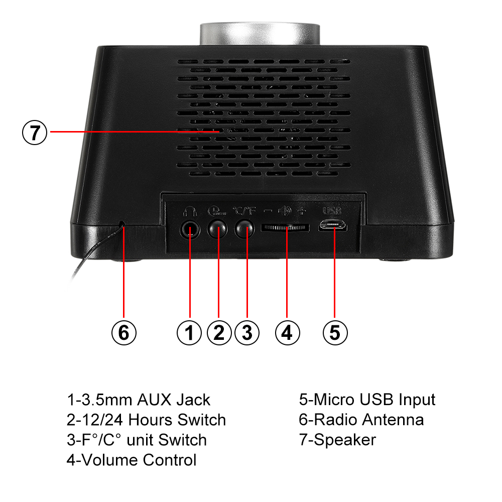 USB2.0 Five-level Dimming Radio Multi-function Electronic Digital Alarm Clock