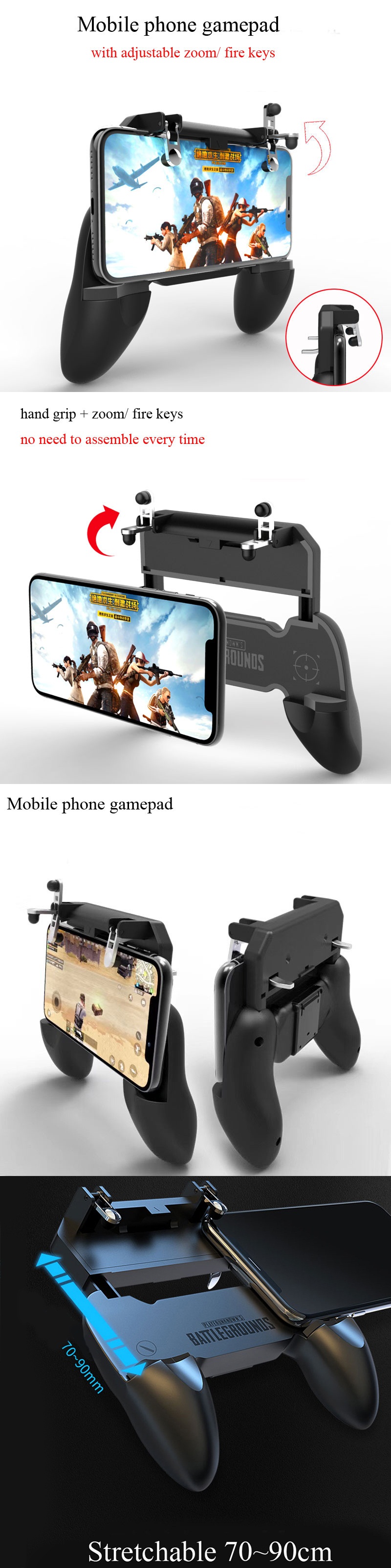Bakeey K21 W1+ PUGB  Peace Elite Gaming Pad Fast Shooting Button Controller Gamepad For iPhone X XS Huawei P30 Mate 20Pro Xiaomi Mi8 Mi9 S10 S10+