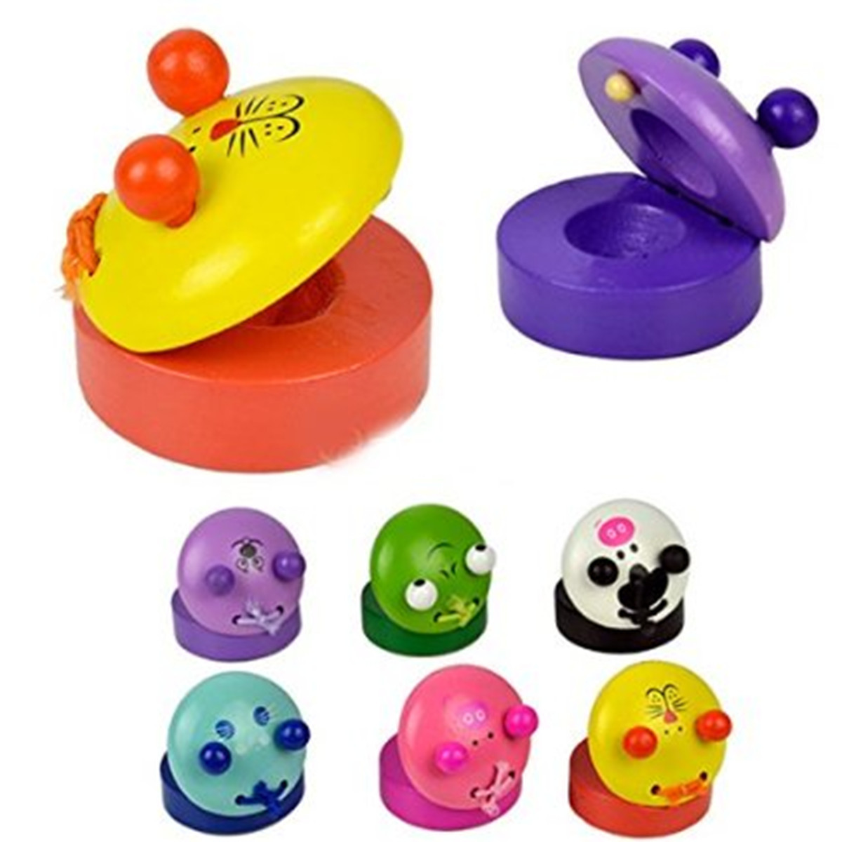Orff Musical Instruments Wood Cartoon Castanet Educational Toy for Kids Toddlers - Photo: 10