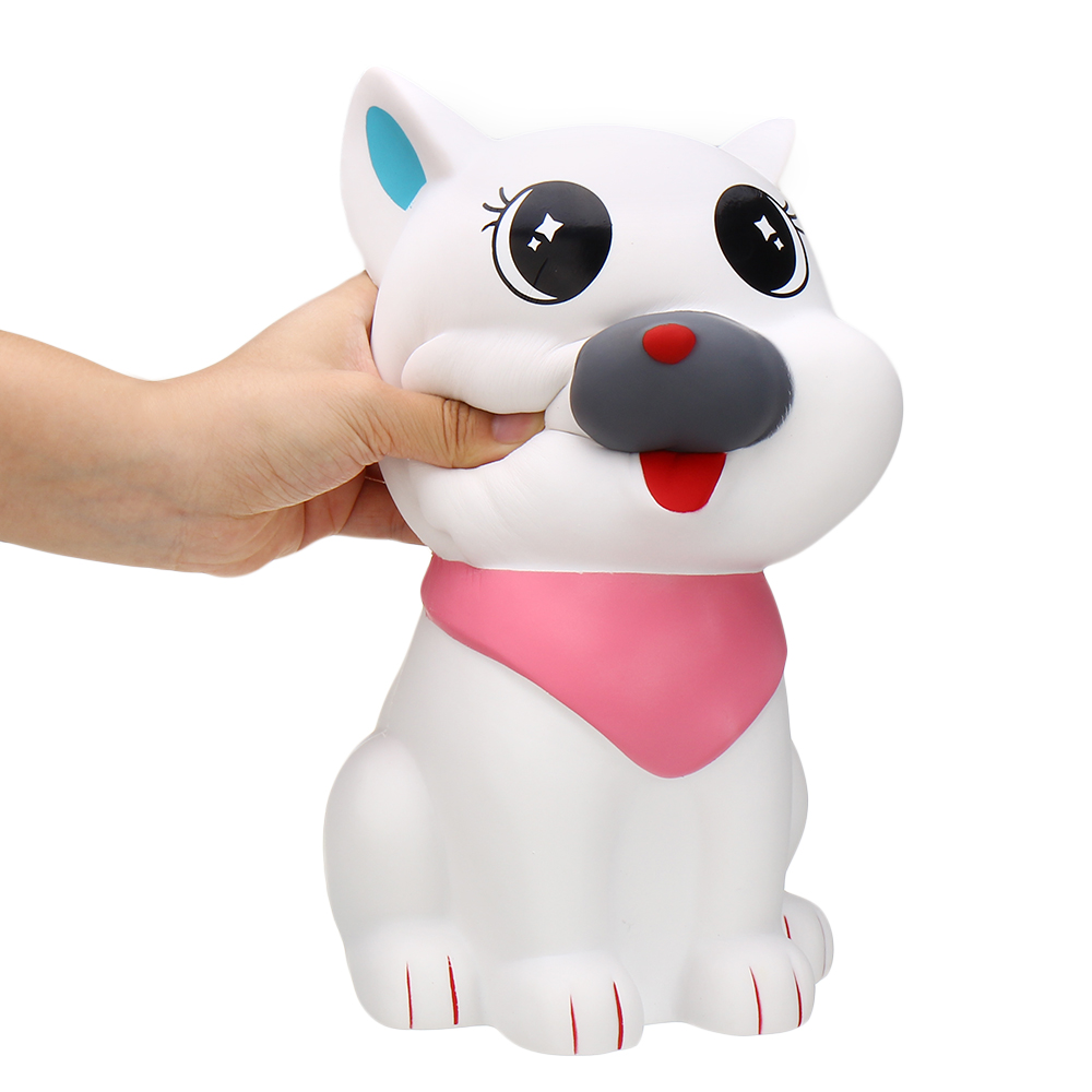 29cm Giant White Scarf Dog Squishy Slow Rebound Decompression Simulation Toy with Bag Packaging - Photo: 2