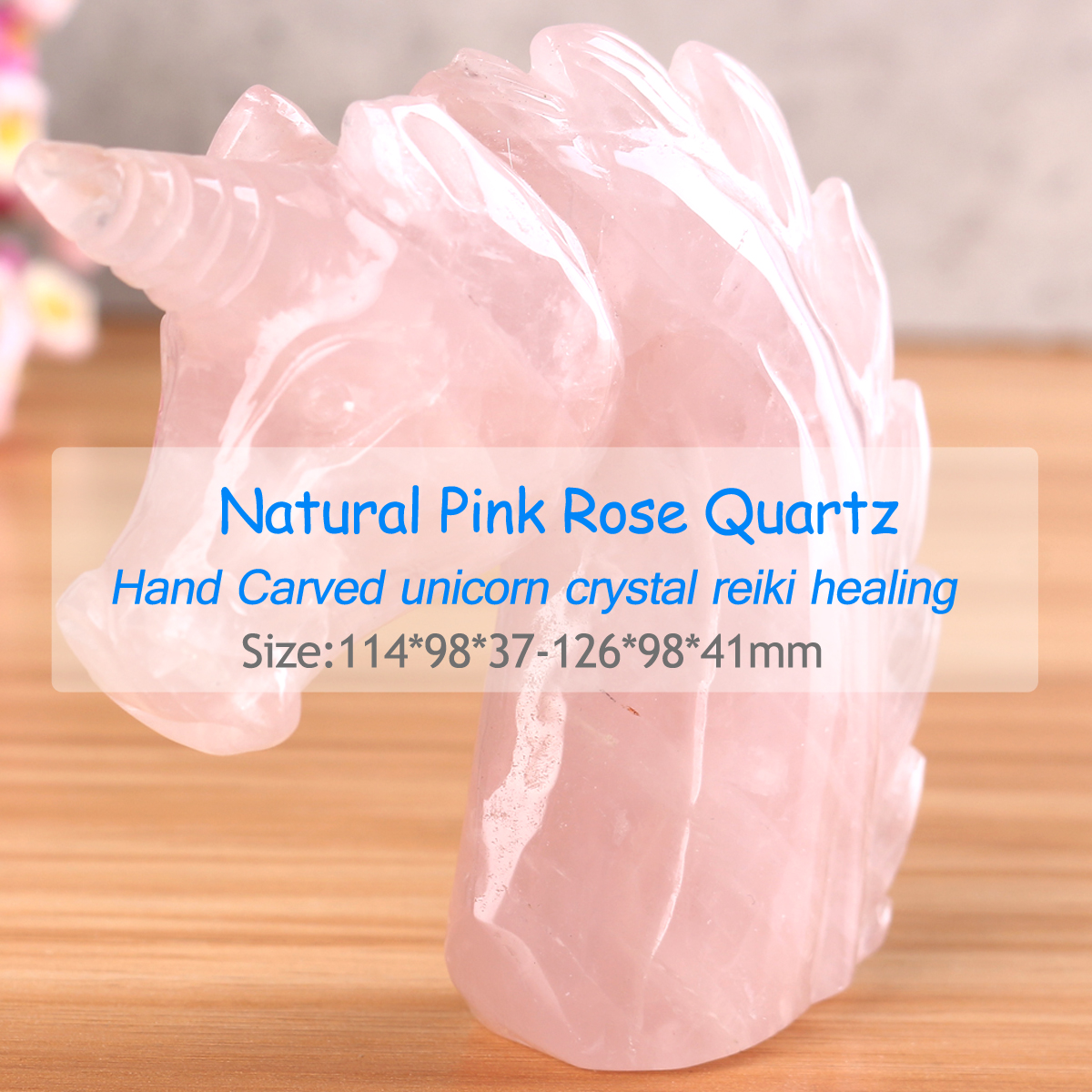 Large Natural Pink Rose Gemstone Quartz Hand Carved Unicorn Crystals Reiki Healing Stone Statue Decoration