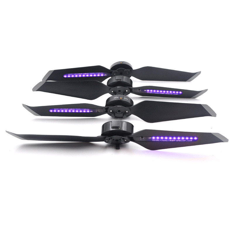 8743 Purple LED Flash Word Propeller Programmable Rechargeable Props Blade for DJI Mavic 2 Pro/Zoom Drone - Photo: 2