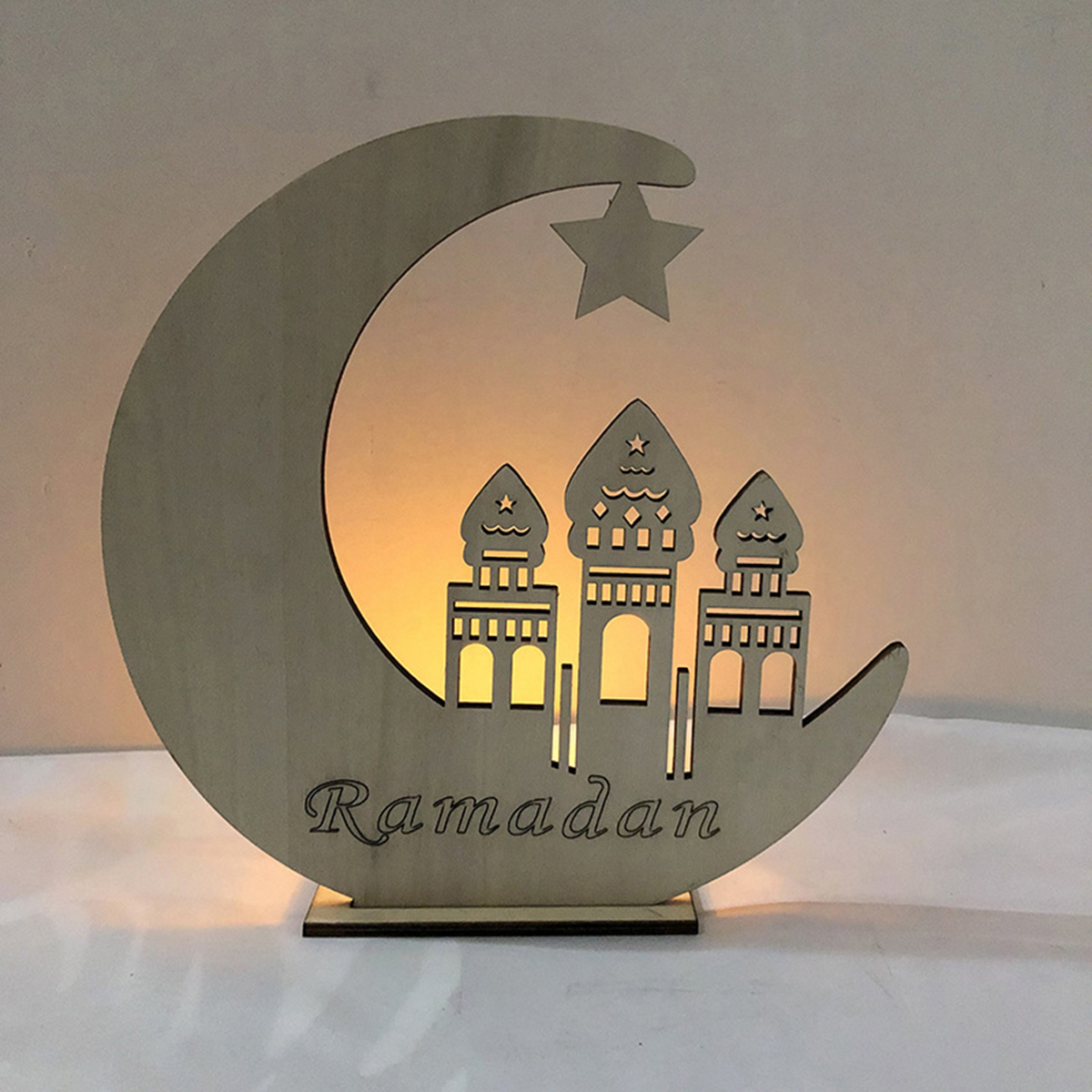 3 Types Eid Mubarak Moon Decoration Wooden Islam Mosque Plaque Pendant Ramadan Decorations