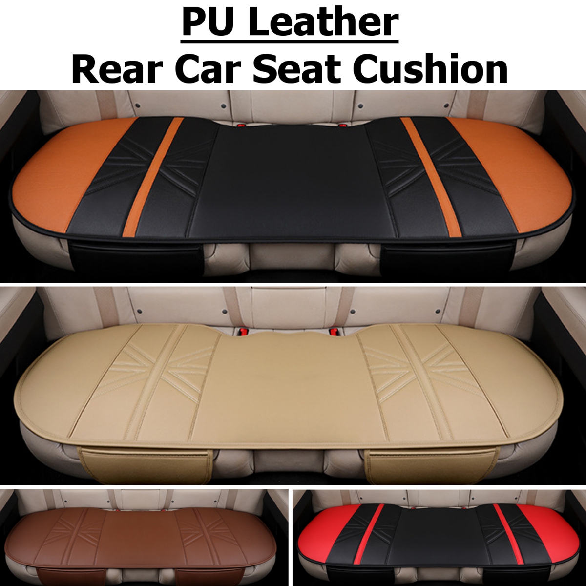 Car Rear Seat Mat Protector Cover Organizer PU Leather Breathable Cushion Pad