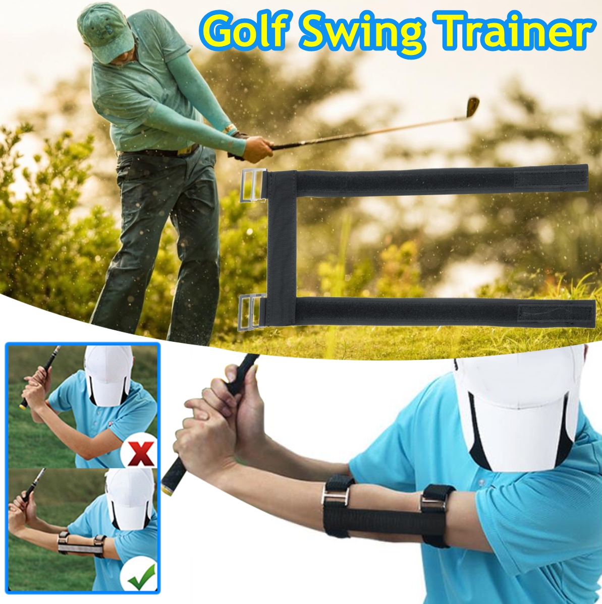 Golf Training Aid Swing Straight Practice Elbow Brace Corrector Support Posture Corrector