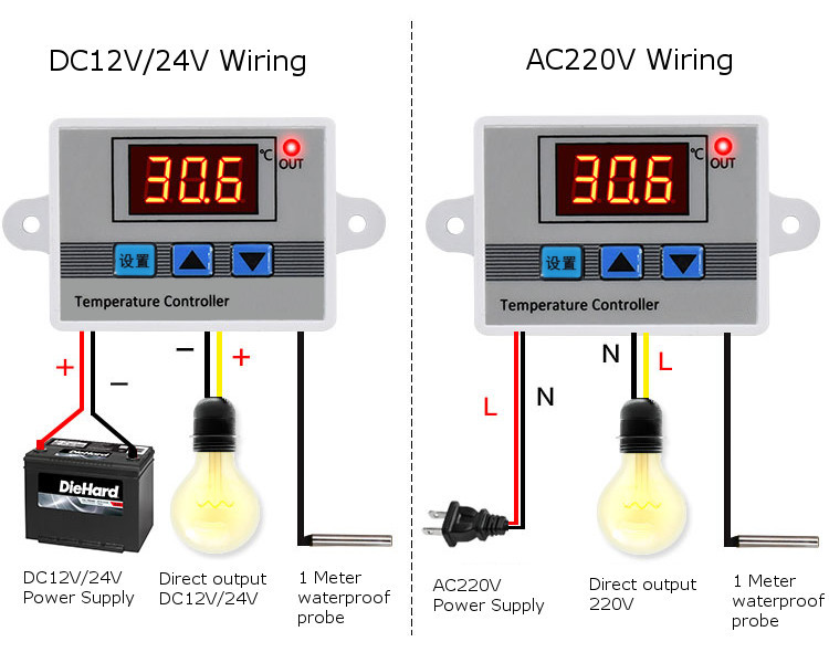 3pcs 12V XH-W3002 Micro Digital Thermostat High Precision Temperature Control Switch Heating and Cooling Accuracy 0.1