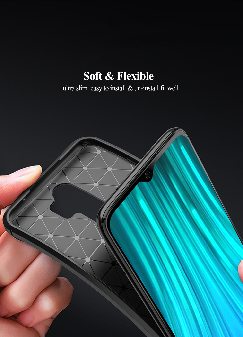 For Xiaomi Redmi Note 8 Pro Case Bakeey Luxury Carbon Fiber Shockproof Silicone Protective Case Non-original