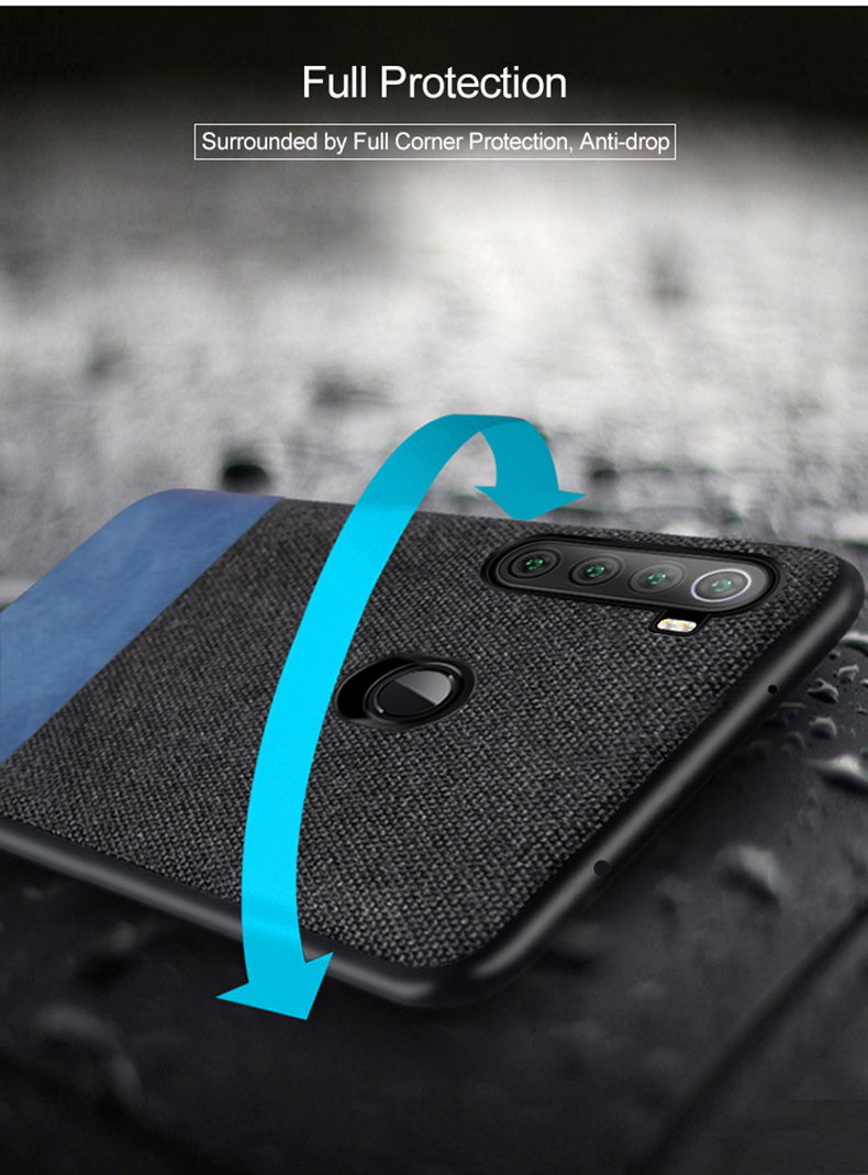 Bakeey Luxury Fabric Splice Soft Silicone Edge Shockproof Protective Case For Xiaomi Redmi Note 8T