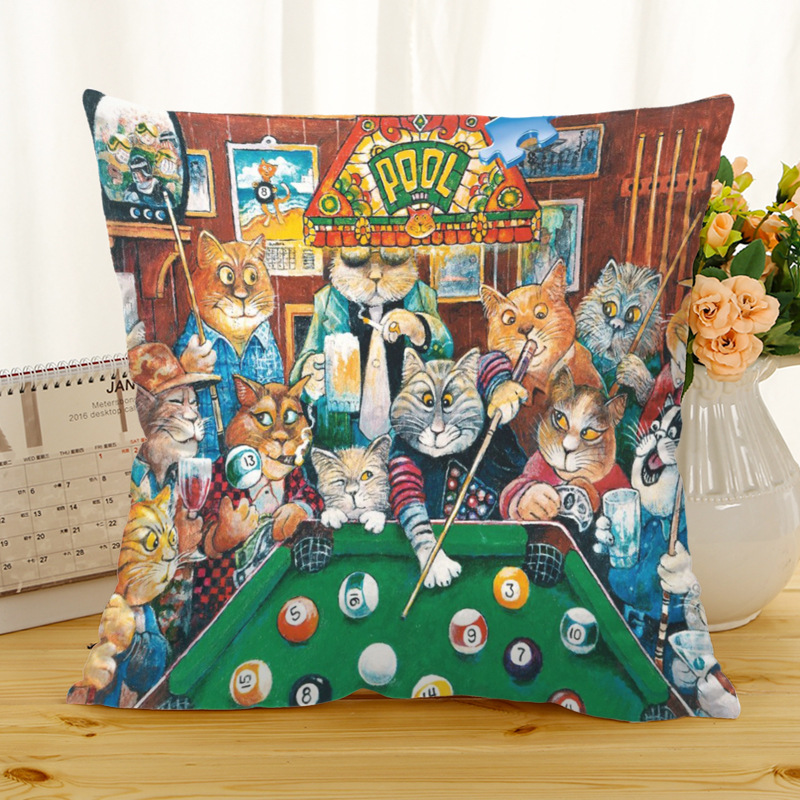 Retro Style Cats Linen Cotton Cushion Cover Home Sofa Art Decor Throw Pillow case