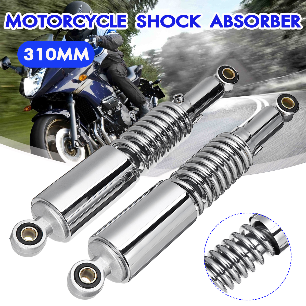 2PCS Motorcycle Rear Shock Absorber Suspension Springs 310mm for Honda/Yamaha/Suzuki/Kawasaki