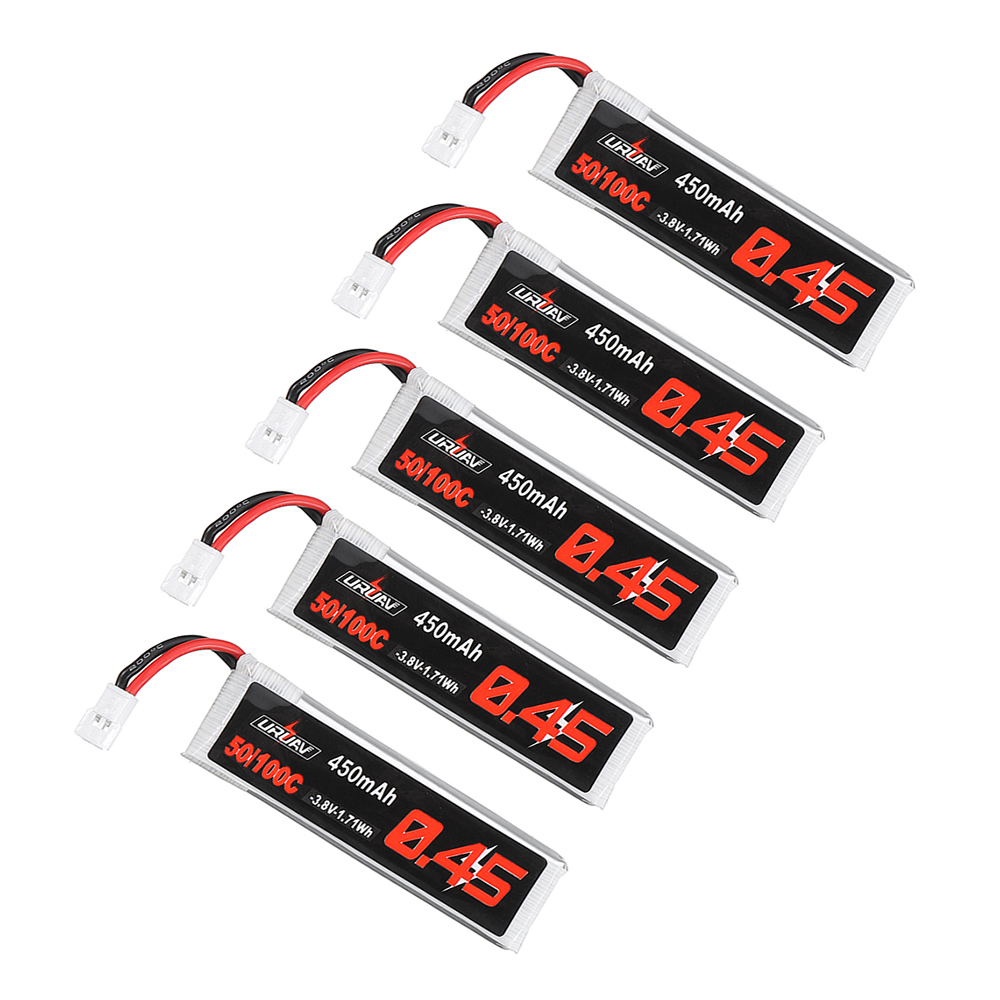 5Pcs URUAV 3.8V 450Mah 80/160C 1S HV 4.35V Lipo Battery PH2.0 Plug for Happymodel Snapper7 Emax Tinyhawk - Photo: 2