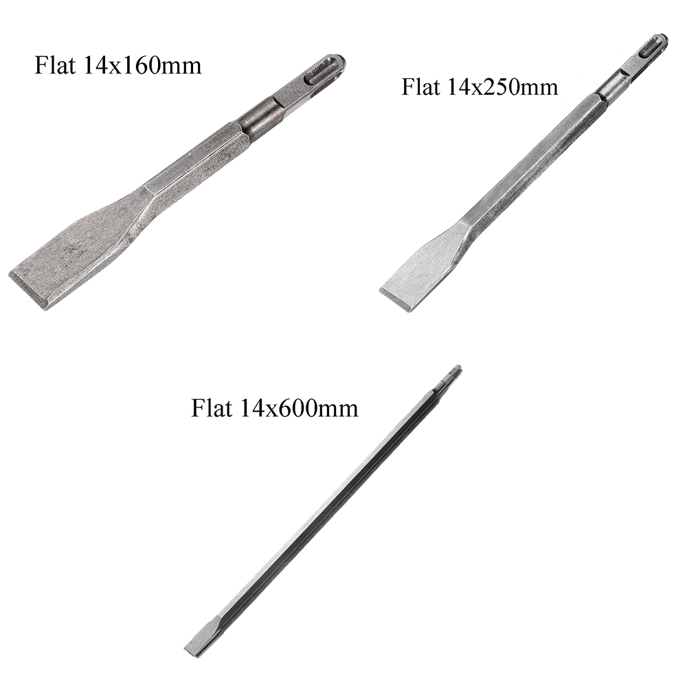 14 x 160/250/400/600mm Pointed/Flat Head Square Shank Drill Bit for Hammer Drill Machine Slot