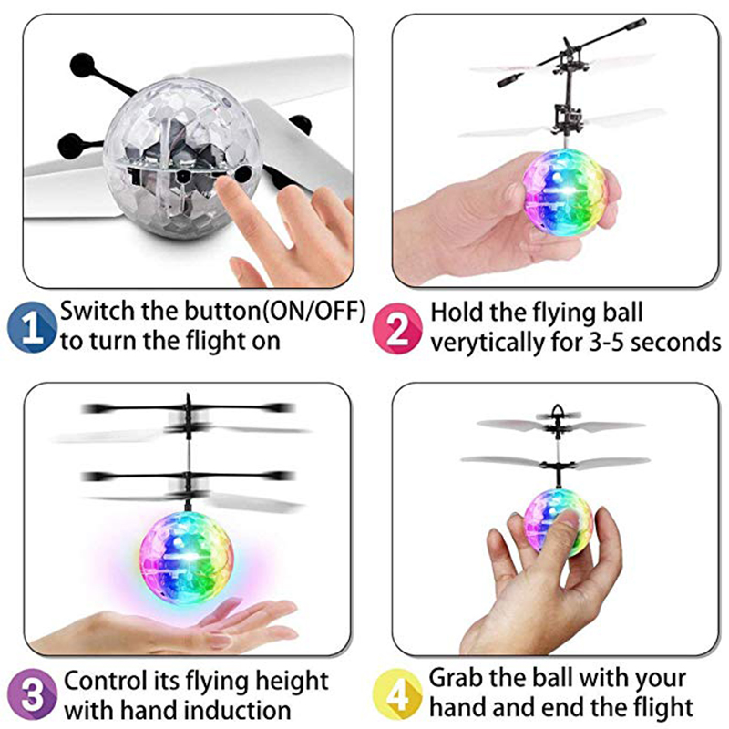 Flying Ball Infrared Induction Crystal Flashing LED Light Toys USB Rechargeable for Kids Birthday Christmas Gifts - Photo: 6