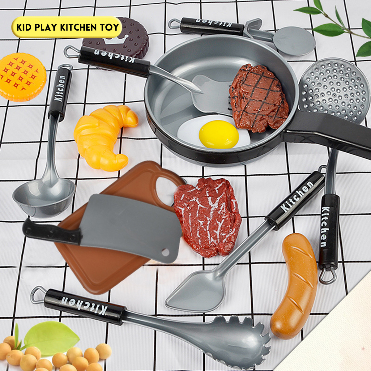 16/36 Pcs Kid Play House Toy ABS Plastic Kitchen Cooking Pots Pans Food Dishes Cookware Toys - Photo: 3