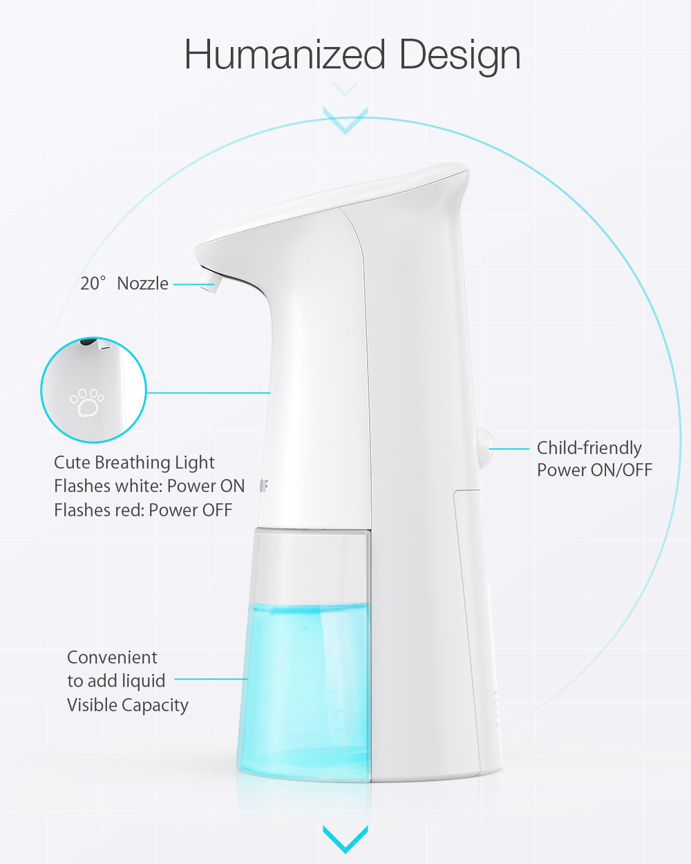 BlitzWolf® BW-FD1 240mL Automatic PIR Foam Soap Dispenser IPX4 Waterproof Large Capacity Humanized Design Micro High-Efficiency Motor