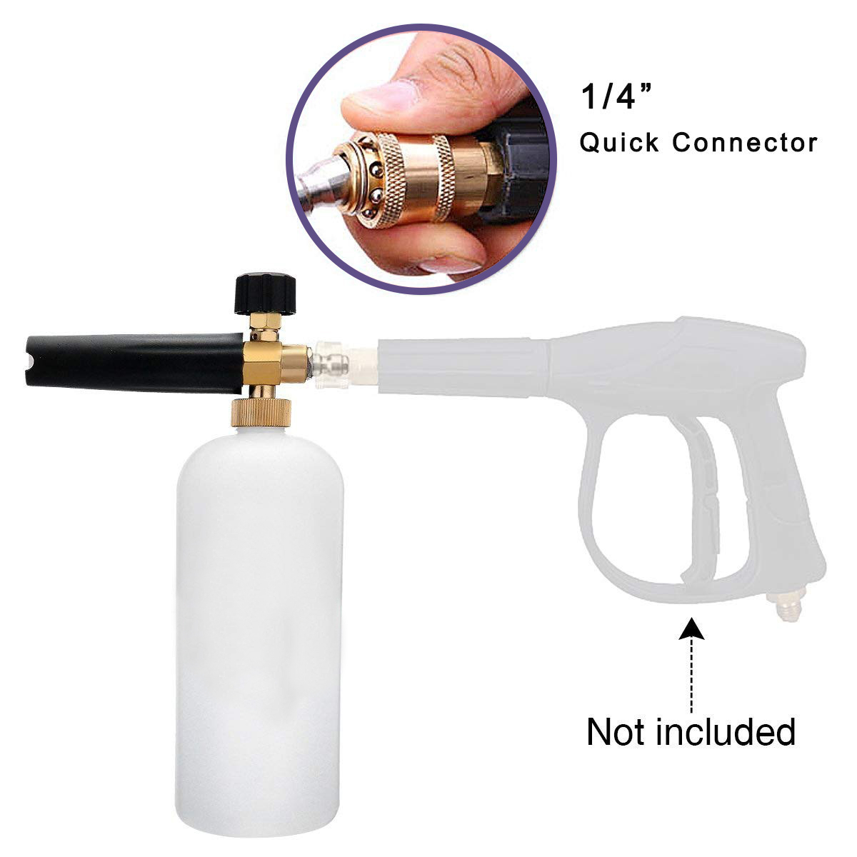 1L Lance Foam Spray Tool Soap Cannon For High Pressure Washer w/5x Nozzles