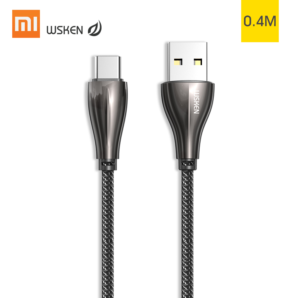 WSKEN 3A Type-C LED Colorful Lights Fast Charging Braided Data Cable From System For Huawei P30 Pro Mate 30 9Pro Mi9 S10+ Note10