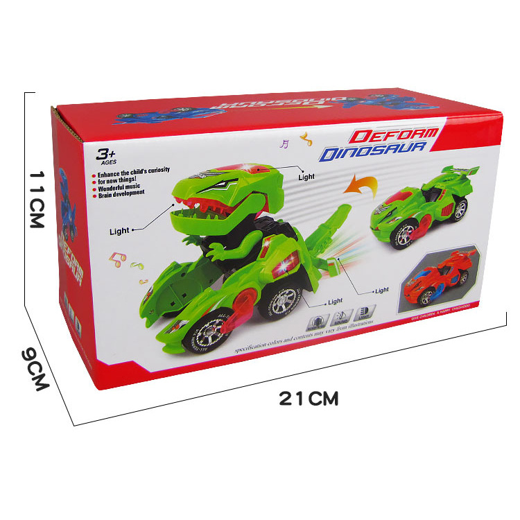 Electric Transforming T-Rex Dinosaur Car with Light Sound Animal Diecast Model Toys