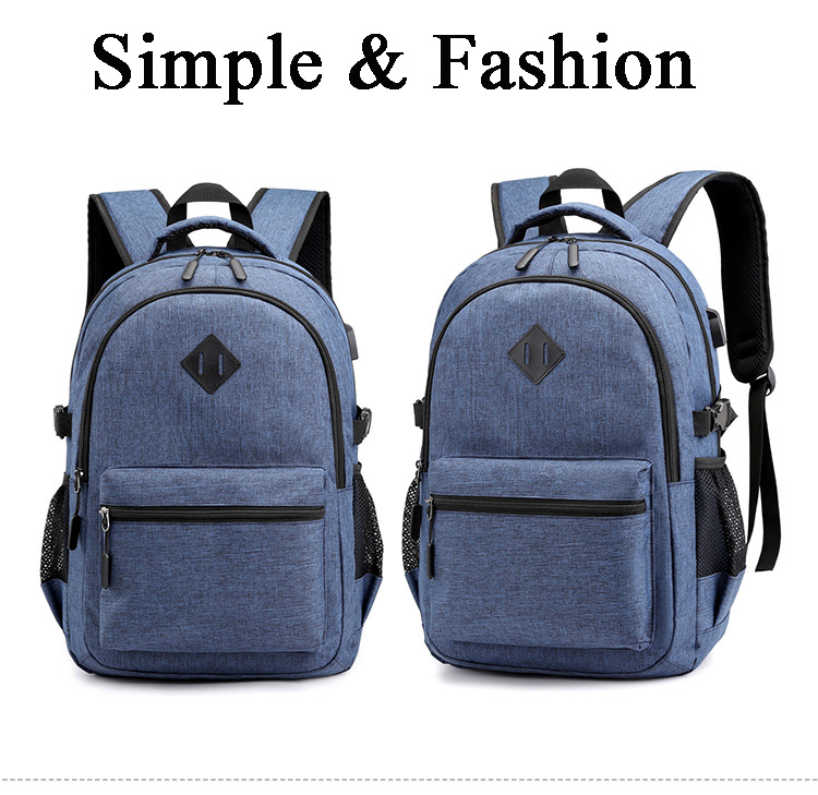 Oxford Cloth Backpack USB Charging Anti-theft Simple Casual Men's Laptop Bag