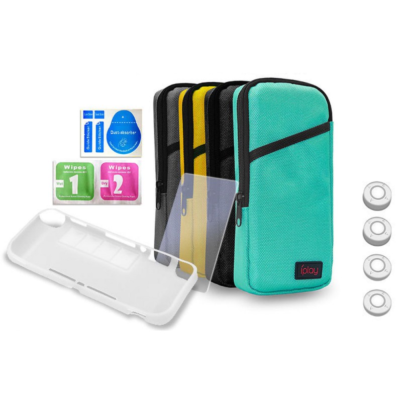 7-in-1 Portable Soft Carry Storage Bag Protective Case Protective Film Rocker Cap Set for Nintendo Switch Lite Game Console