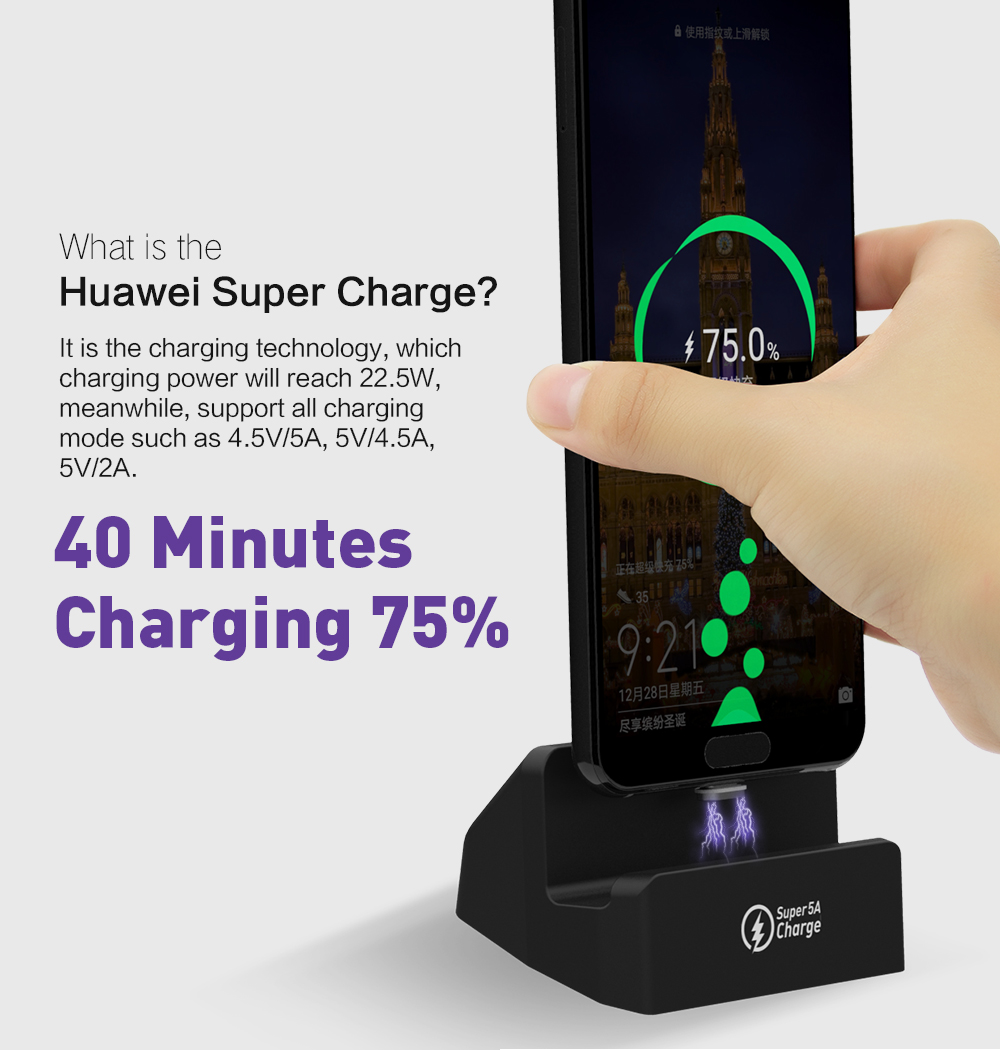 Bakeey 10th Gen 5A Super Charging Magnetic Quick Charging Dock Stand USB Charger Cable for Huawei Mate 20 Pro Xiaomi for Samsung