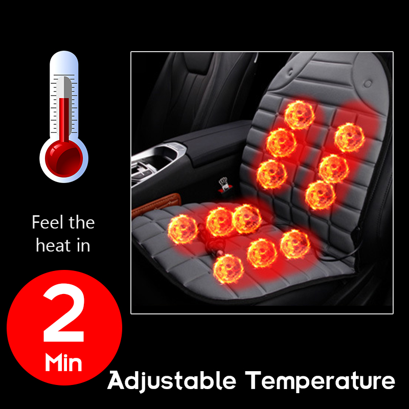 Universal 12V Heated Car Seat Covers Safety Thermostatically Controlled Overheat Protection