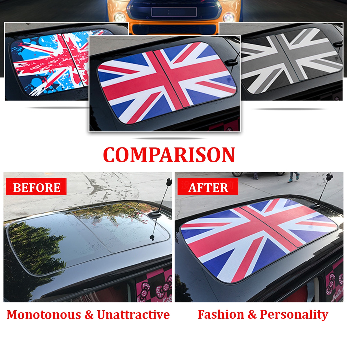 PVC Moon Sun Roof Graphics Decor Car Stickers Decal For Mini Cooper 2002-2006