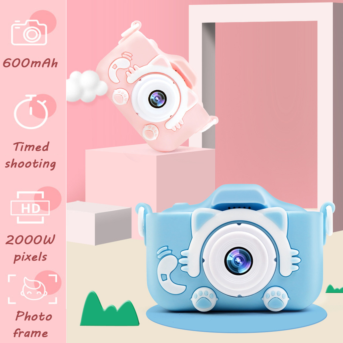 8/13 Mega Pixels Children Mini Digital Camera 2.0'' LCD/1080P HD Kids Toys Camcorder Gift