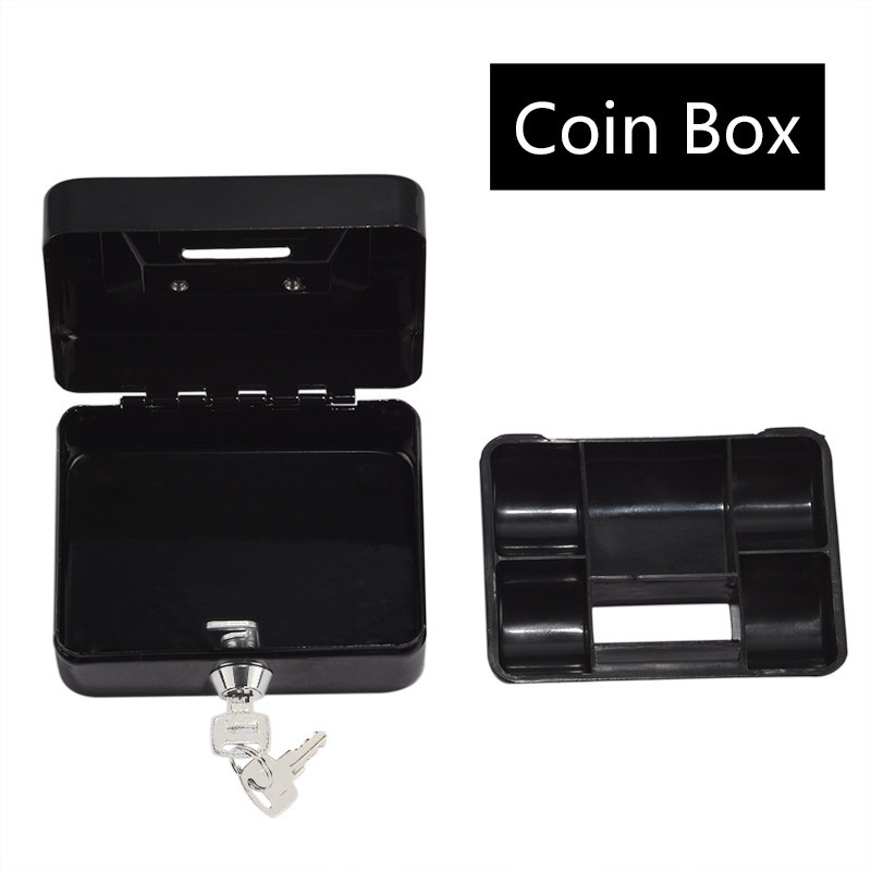 Metal Cash Box with Money Tray Lock & Key For Cashier Drawer Money Safe Security Box Tool Box