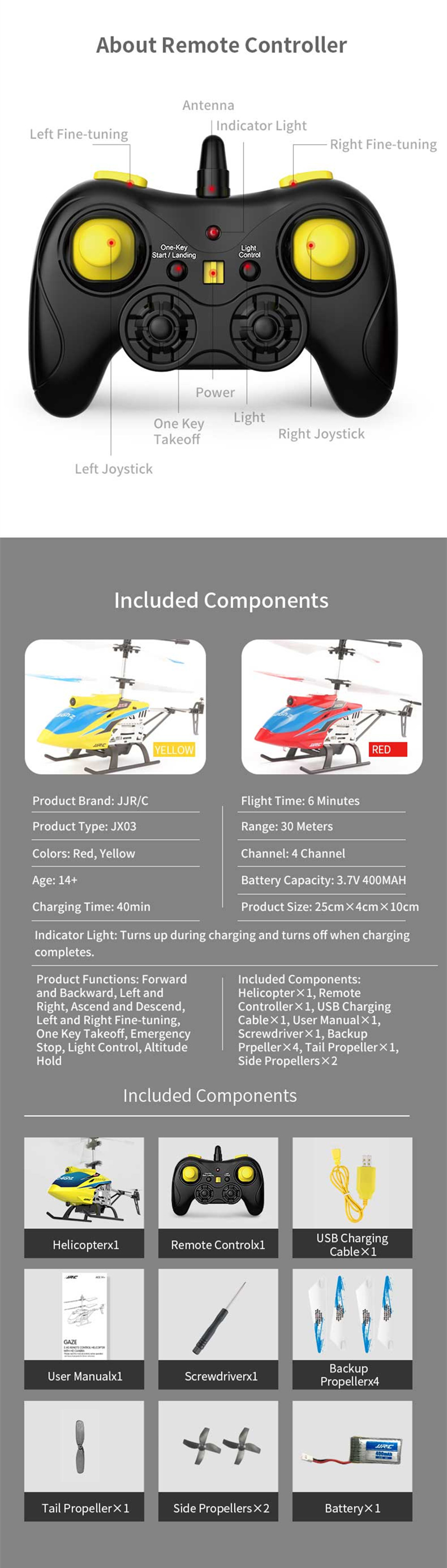 JJRC GAZE JX03 2.4G 4CH Altitude Hold Hover One-key Takeoff RC Helicopter RTF With 720P HD Camera - Photo: 5